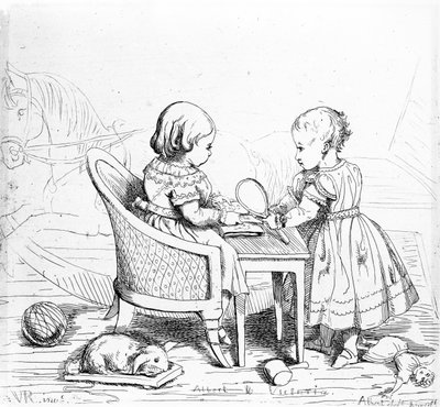 Albert, Prince of Wales and Victoria, The Princess Royal, engraved by Prince Albert, c.1843 by Queen Victoria